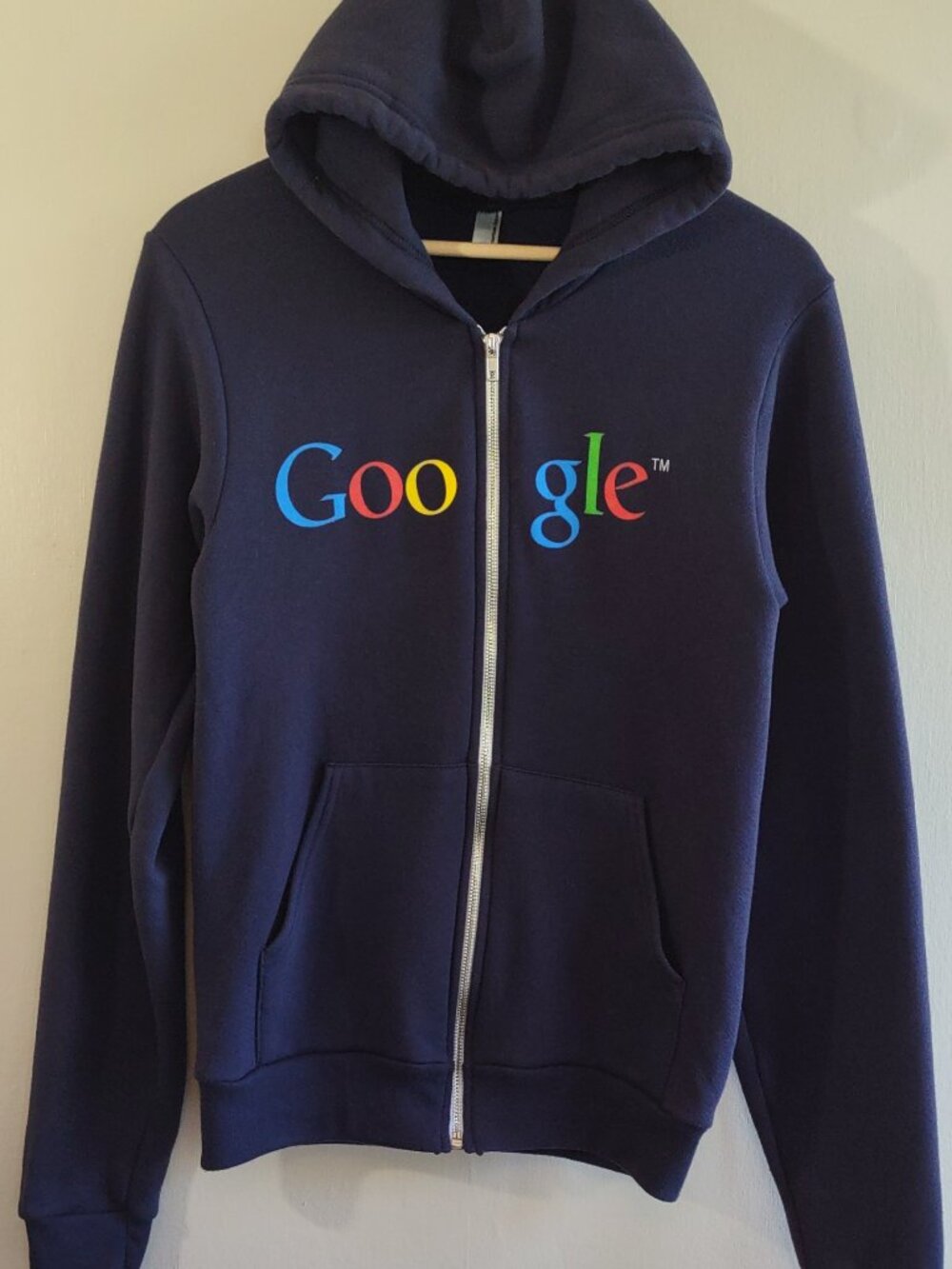 Google Hoodie Sweatshirt Jacket Sz Small American Apparel Full Zip Tech Computer